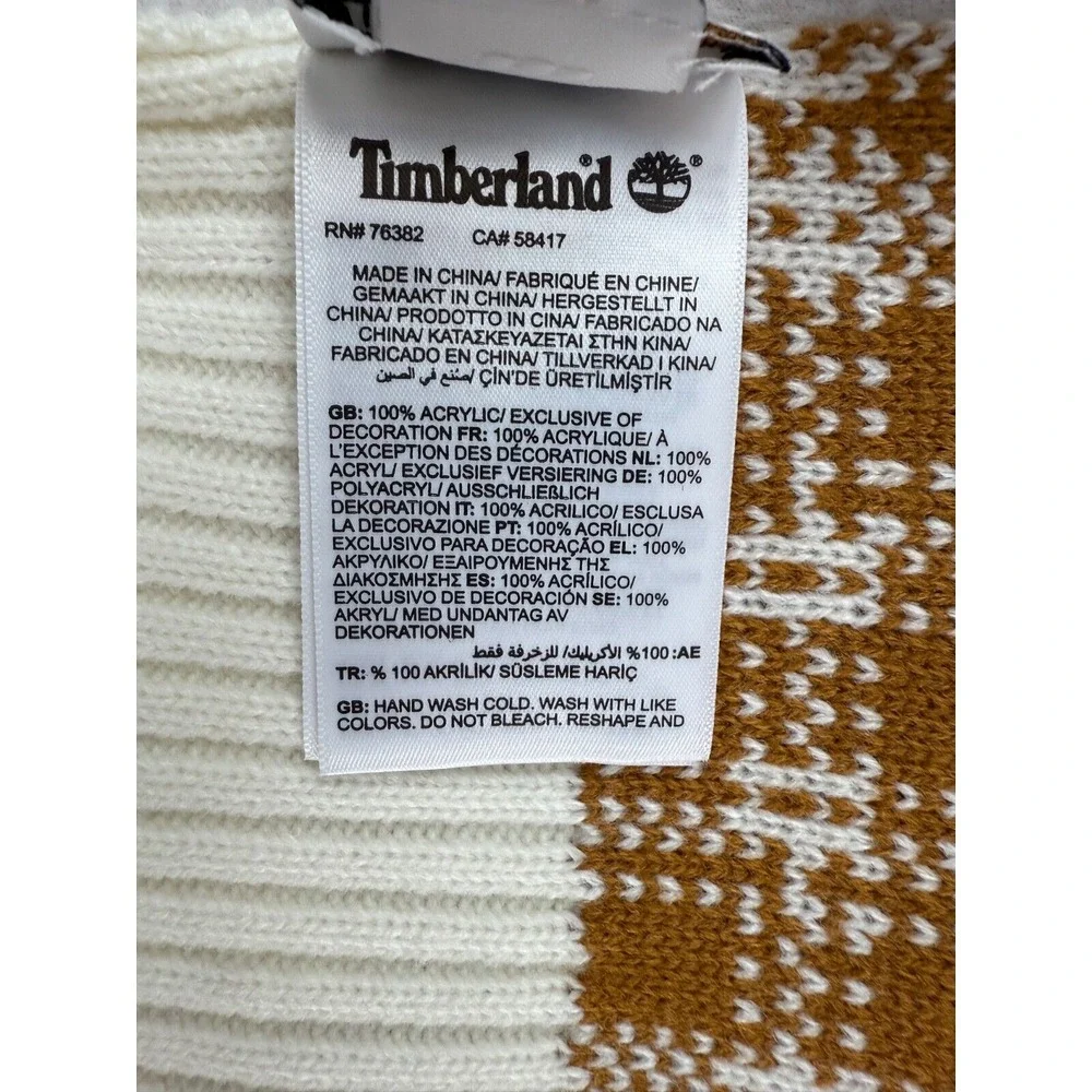 Timberland‎ Scarf Wheat Ivory Plaid Winter Warm Retro MCM NEW OS
